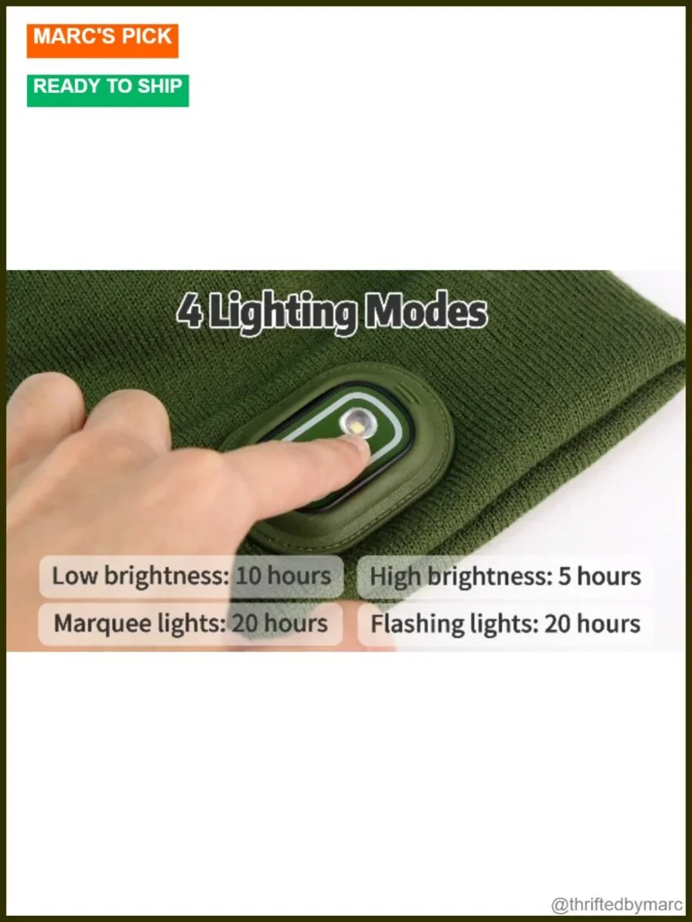LED Beanie with Light Rechargeable Knit Hat Acrylic Winter Stocking Cap